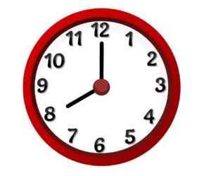 clock showing 8am