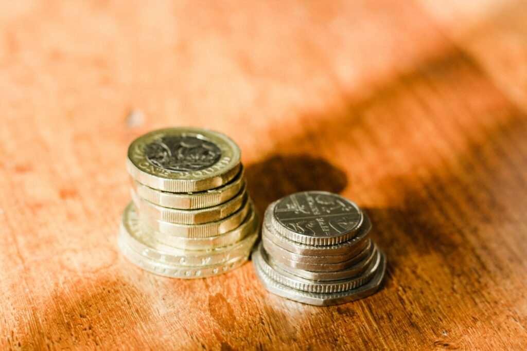 silver and gold round coins