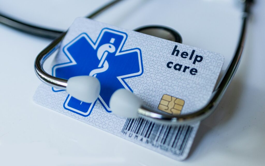 A medical id card attached to a stethoscope