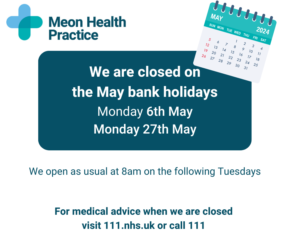 We are closed on the May bank holidays