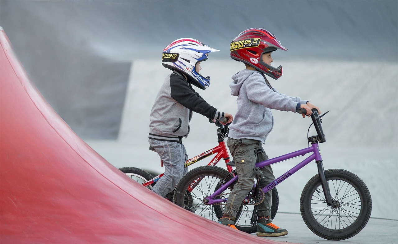 children, bmx, skatepark