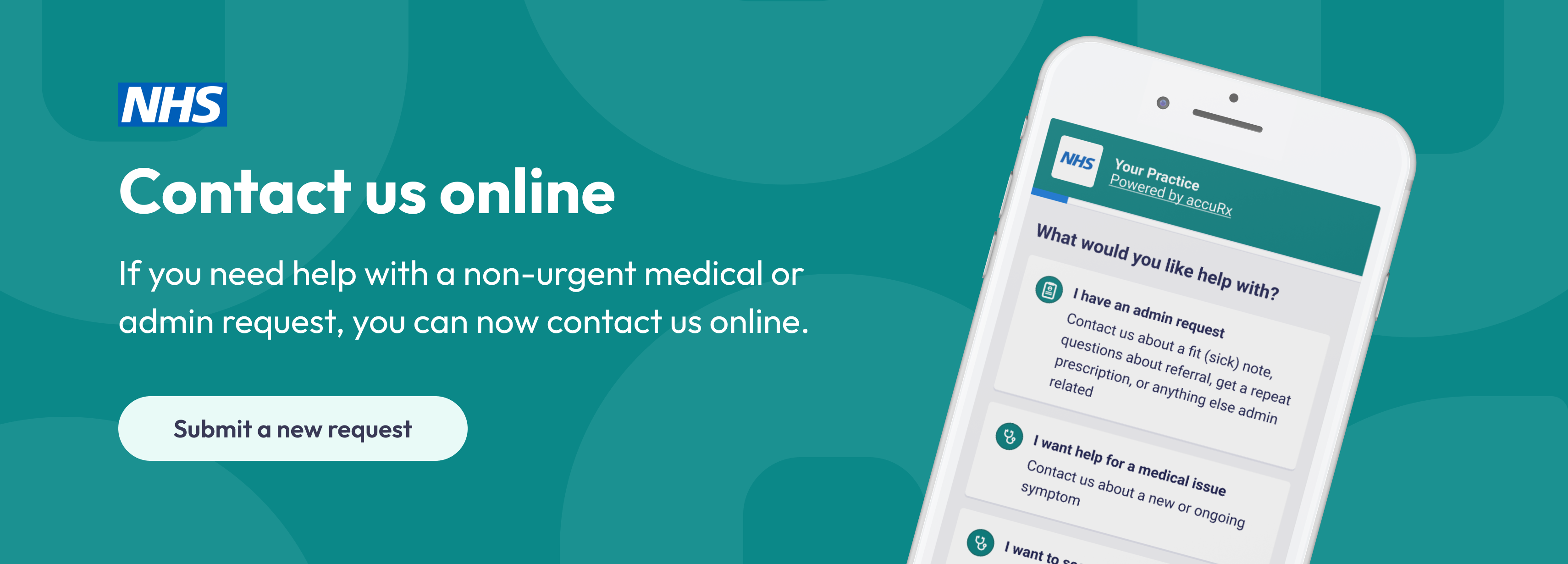 Contact Us Online
If you need help with a non-urgent medical or admin request, you can now contact us online