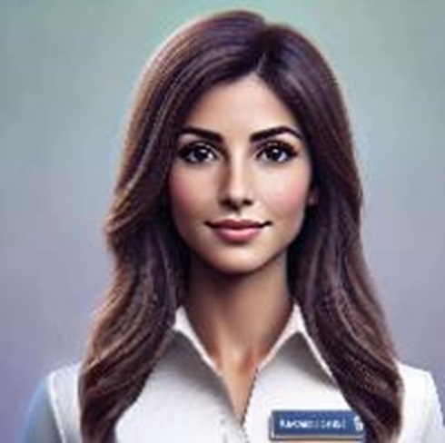 An illustration of the Maya digital avatar - a young woman