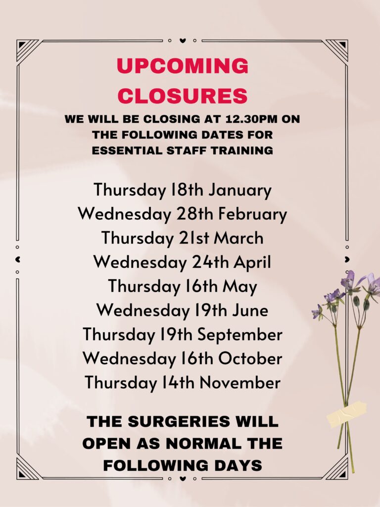 Upcoming closures poster. 
