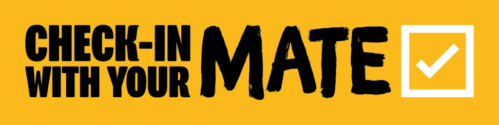 Yellow rectangle that says Check-in with your mate and a white tick box