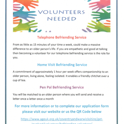 AGE UK - VOLUNTEERS NEEDED (6-6-23) 2