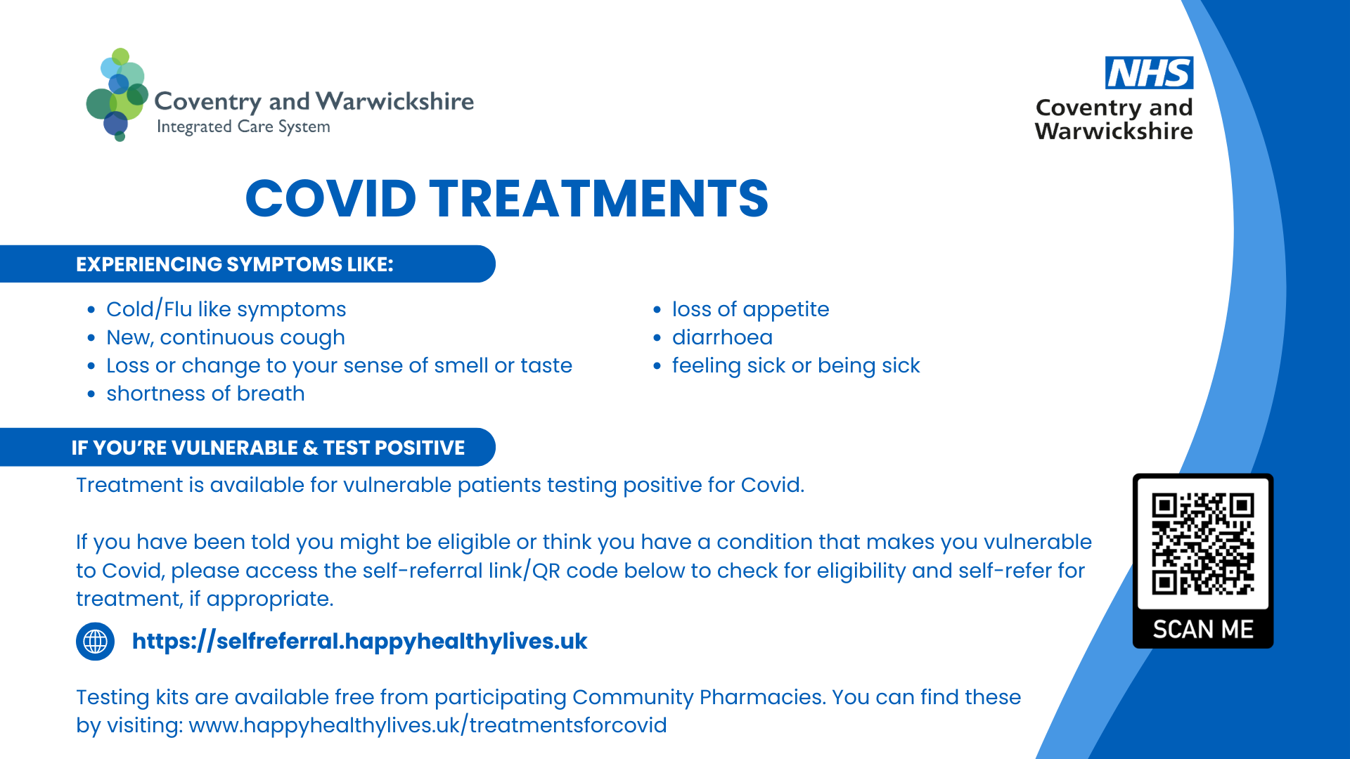 Covid Patient Self referral platform is now live! please see 200th June new article for more information